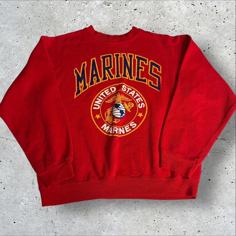 Hanes Rare 90's Marines Big‎ Graphic Sweaer Size M - Picture 2 of 6